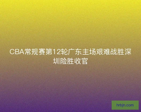 CBA常规赛第12轮广东主场艰难战胜深圳险胜收官